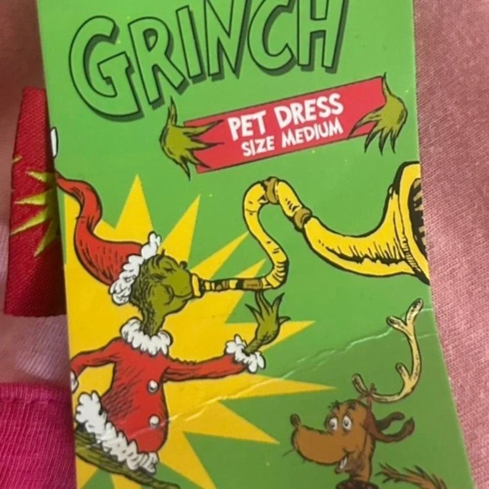 NWT Pink Grinch pet dog dress size medium ‎ dress with hood